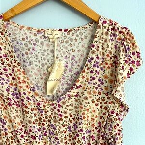 Floral Peplum Ruffle Blouse